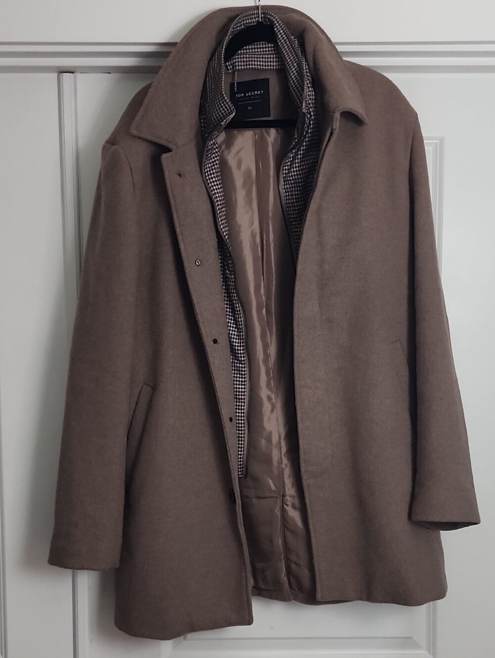 Top Secret Men's Taupe Pea Coat XL
